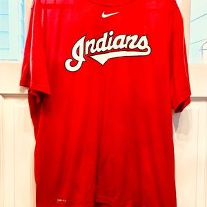 THE NIKE TEE red Genuine Nike Brand in XL w/ NIKE/INDIANS Logos on Front.